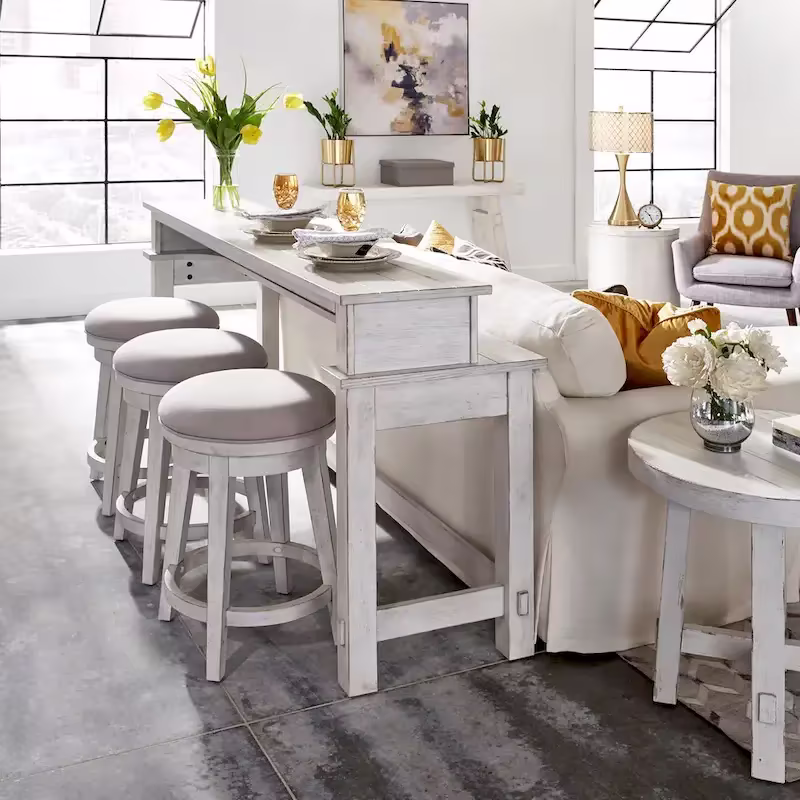 Distressed White 4-Piece Modern Farmhouse Flea Market Set
