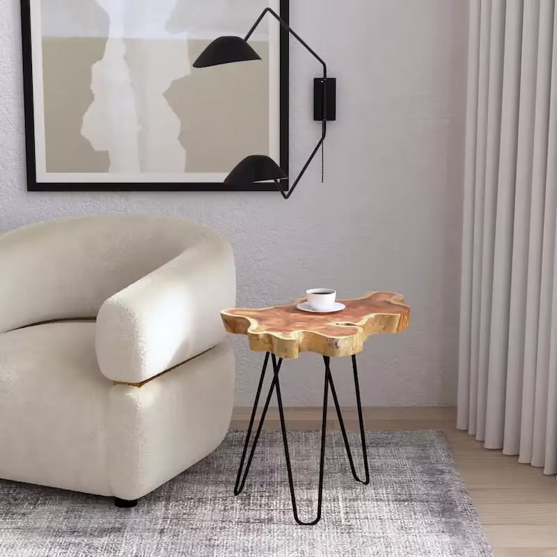 East at Main Live-Edge Teak Wood Table with Iron Legs