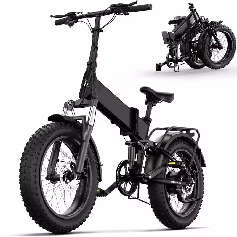 Electric Bike, 4.0 Fat Tire Foldable Ebike, 48V 13Ah Battery, 750W Electric Commuter Bicycle with LCD, 20" One-Step Folding Electric City Bike for Men Women, Black