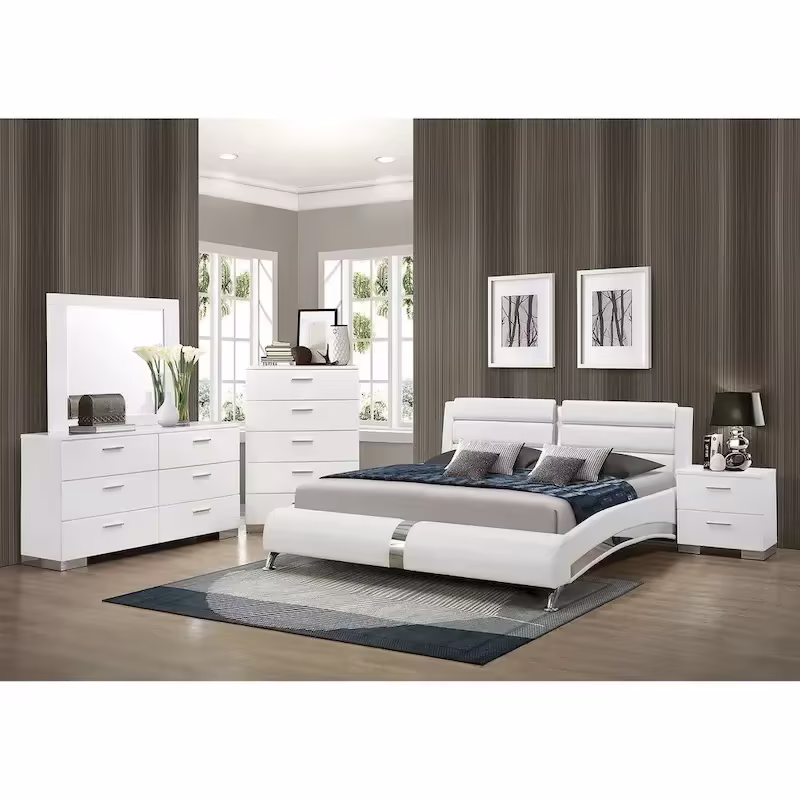 Escalon Modern Glossy White 4-Piece Bedroom Collection