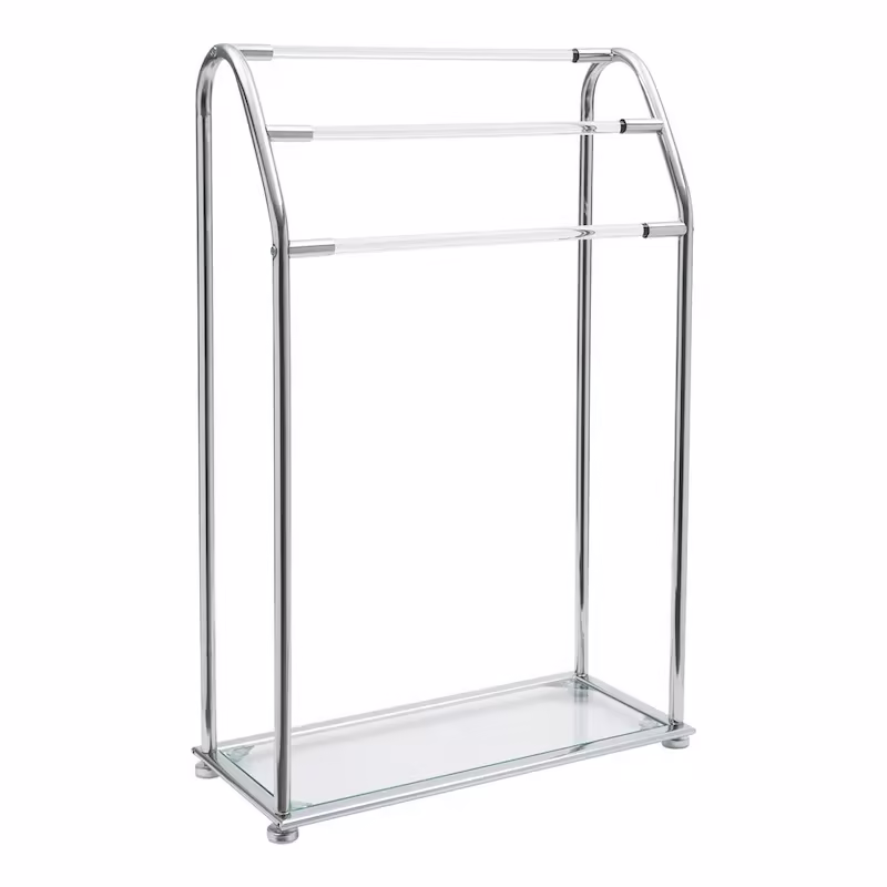 Freestanding Acrylic Towel Rack by Organize It All - Dimensions: 22.75 x 9.87 x 34.12 inches