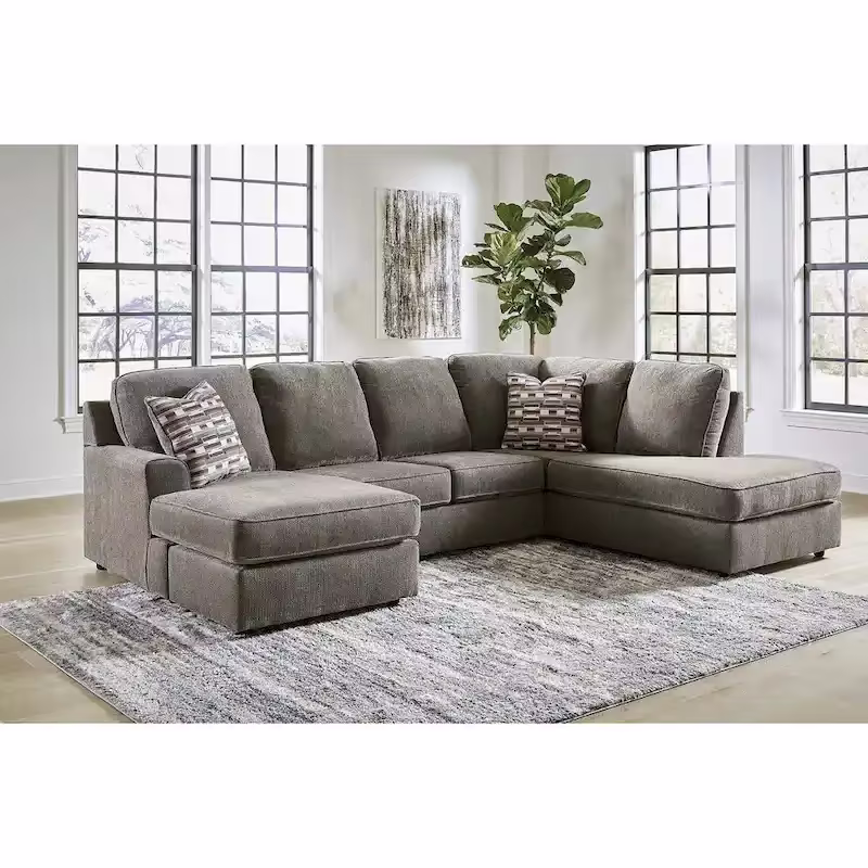 Signature Design by Ashley O'Phannon Putty 2-Piece Sectional Sofa with Chaise - Dimensions: 125W x 86D x 38H