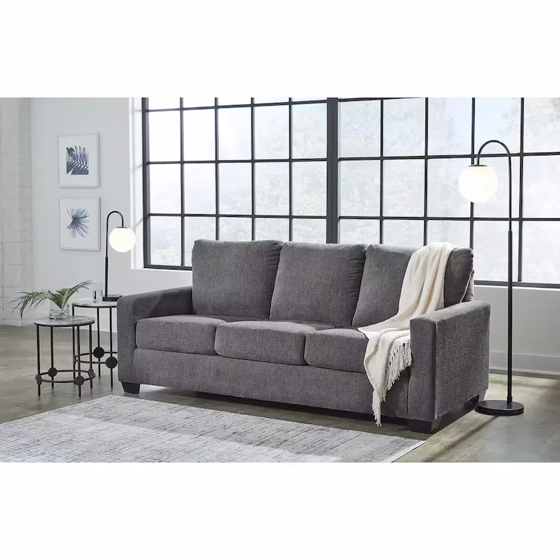 Signature Design by Ashley Rannis Pewter Queen Sofa Bed - Dimensions: 85W x 40D x 39H
