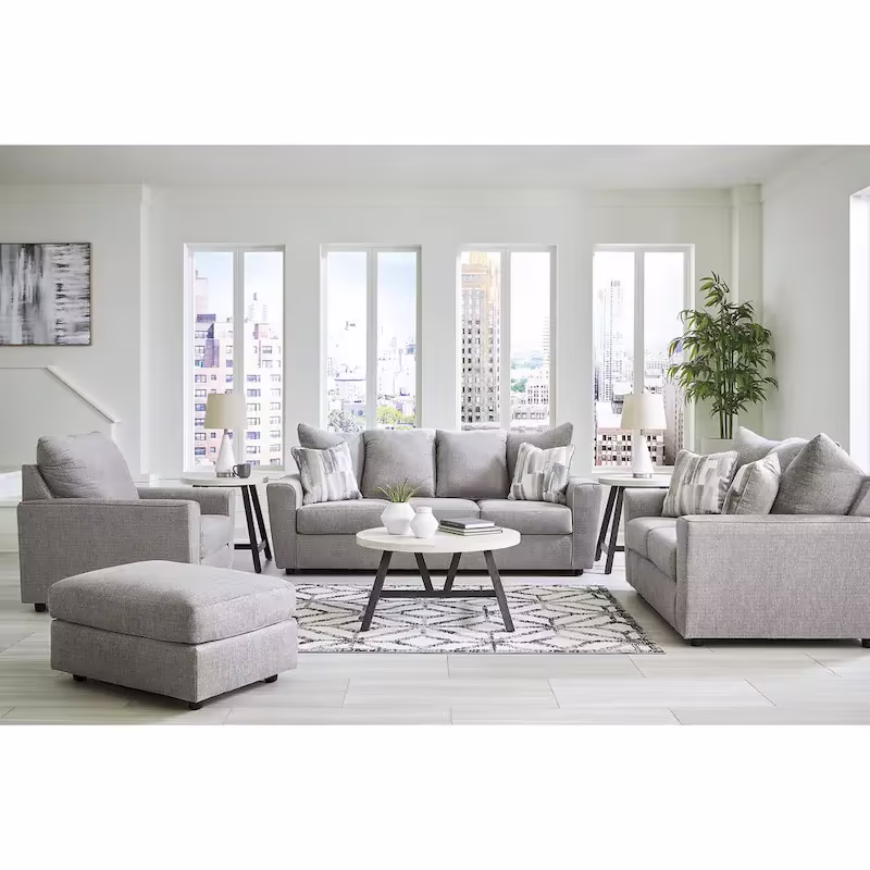Signature Design by Ashley Stairatt Gray 4-Piece Upholstered Set - Dimensions: 86W x 38D x 39H