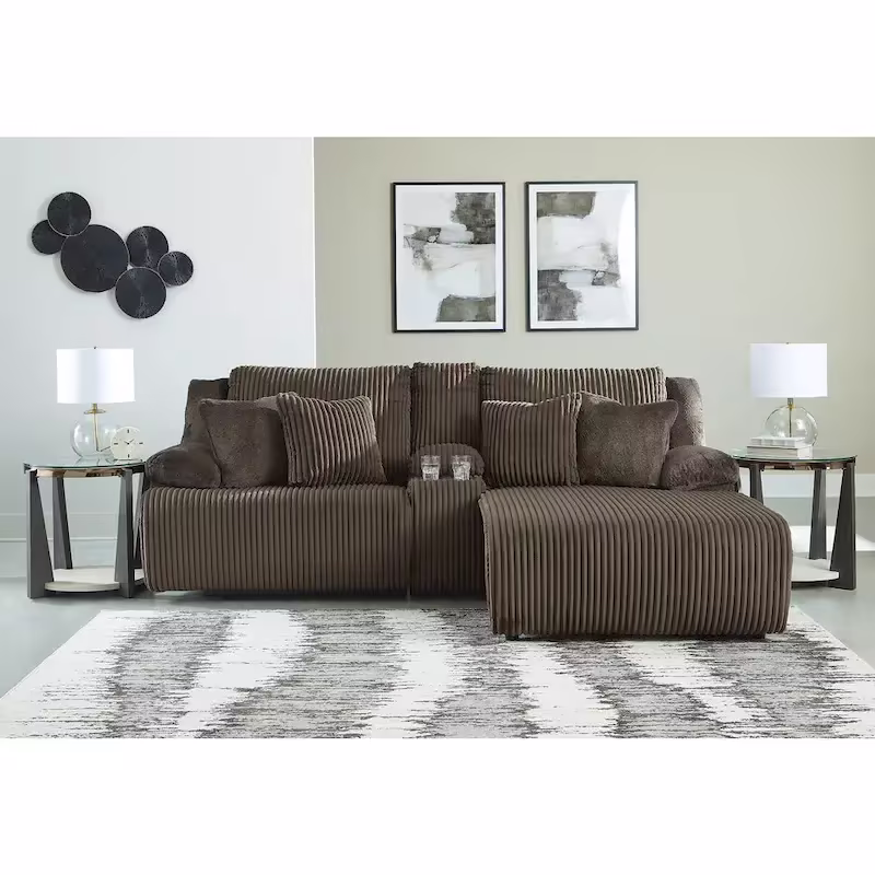 Signature Design by Ashley Top Tier 3-Piece Reclining Sectional Sofa with Chaise - Dimensions: 105W x 74D x 41H