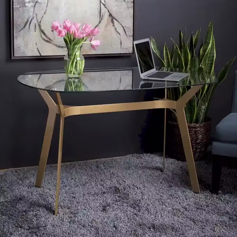 Silver Orchid Myers 48-Inch Modern Metal and Glass Desk