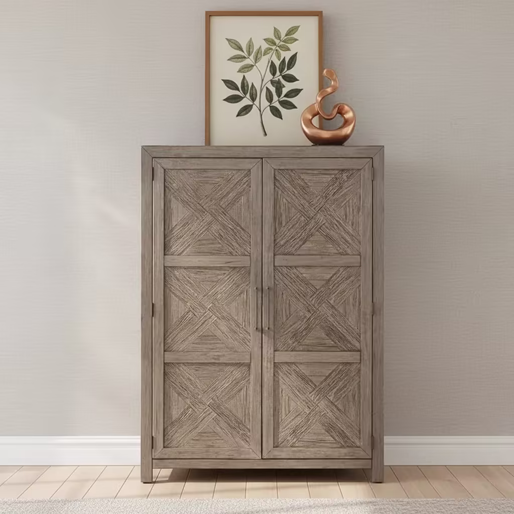 Skyview Lodge Cobblestone Oak Armoire - Spacious Bedroom Storage (54" W x 20" D x 75" H)