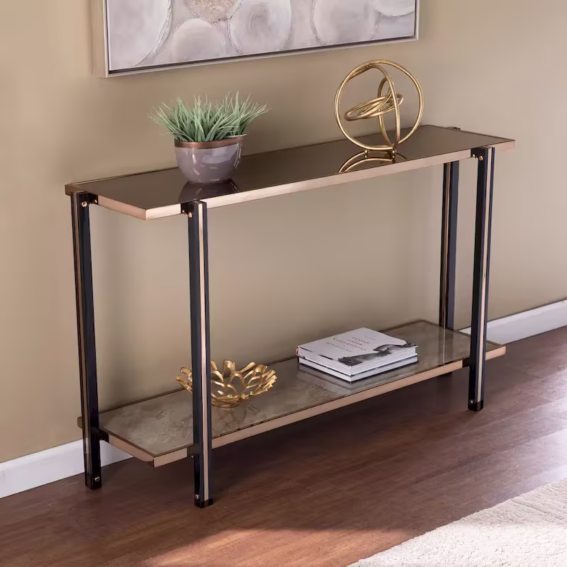 Thornberry Transitional Champagne Metal Console Table by SEI Furniture