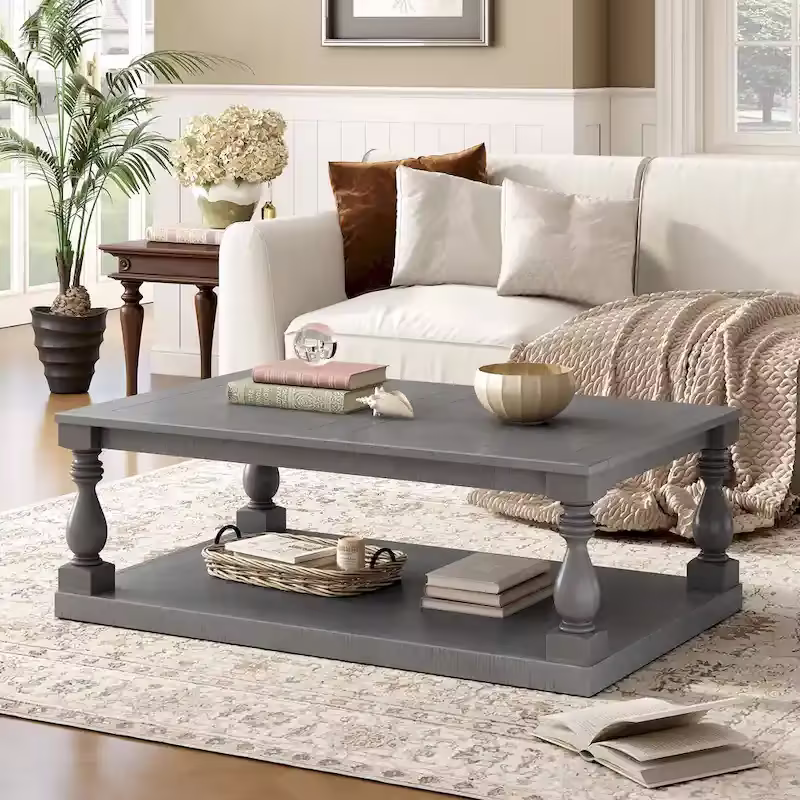 Vintage 45-Inch Coffee Table with Elegant Vase Legs