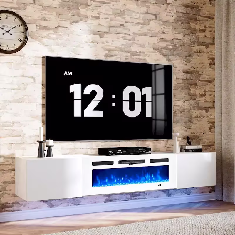 Wall-Mounted TV Stand with 36-Inch Electric Fireplace