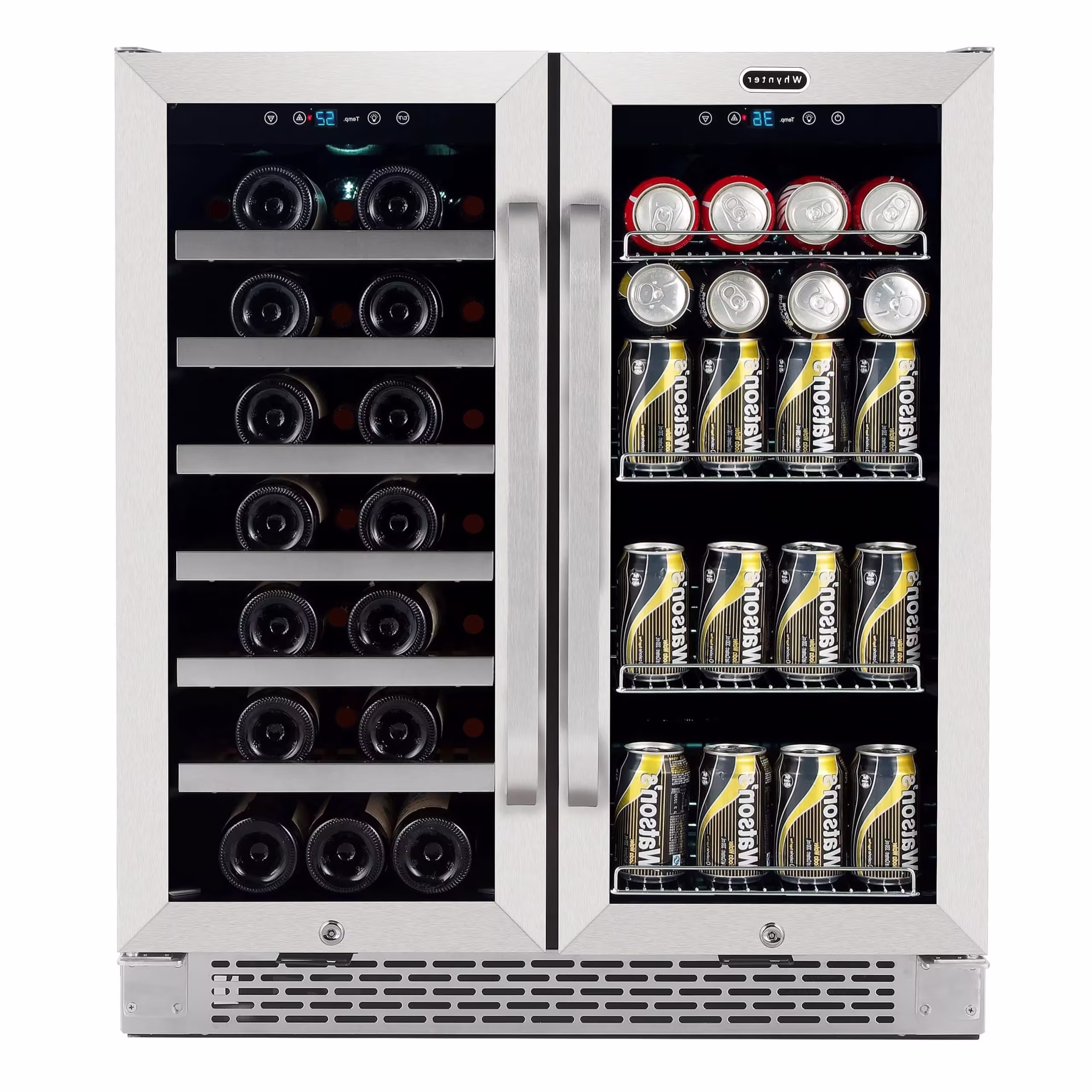 30?Built-in French Door Dual Zone 33 Bottle Wine Refrigerator 88 Can Beverage Center