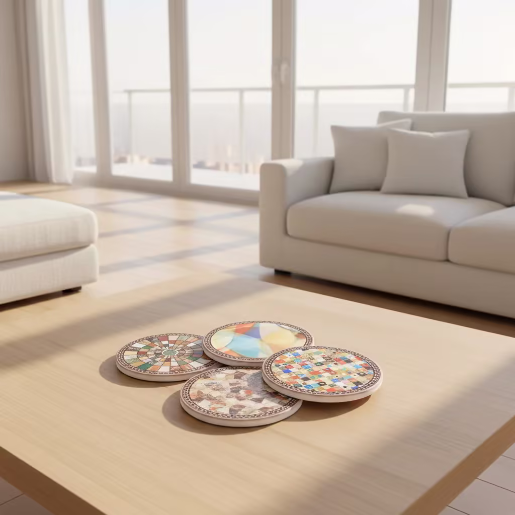 Dinevora Boho Ceramic Cork Coasters
