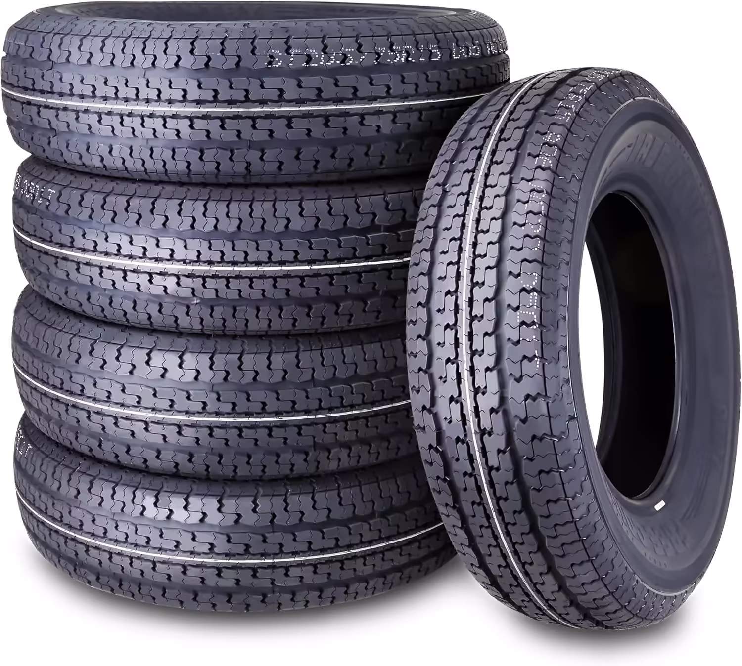 set of 4 Heavy Duty Trailer Tires ST205/75R15 205 75 15 10-Ply Load Range E Steel Belted Radial w/Scuff Guard