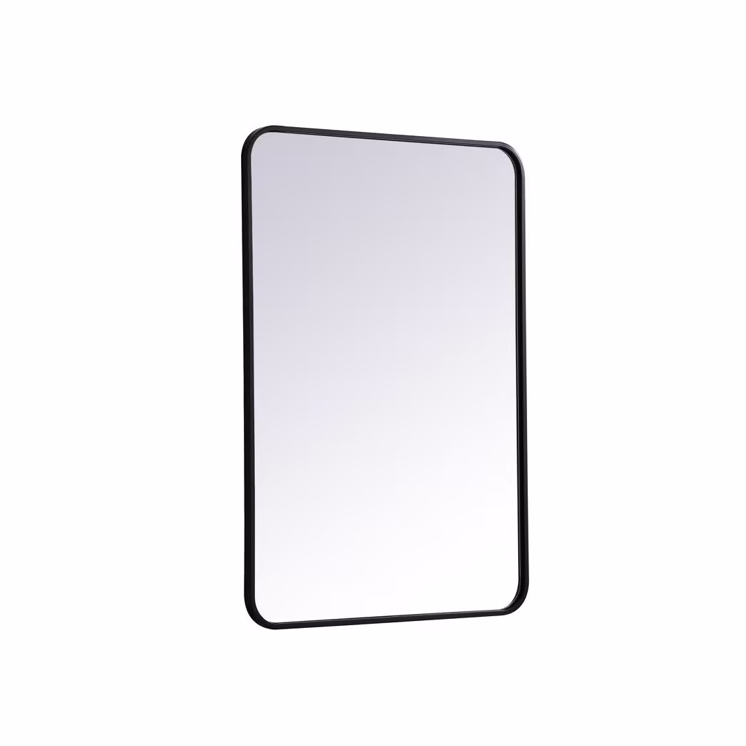 Sabine Metal Rounded Rectangle Wall Mirror Finish: Black, Size: 36'' H x 24'' W