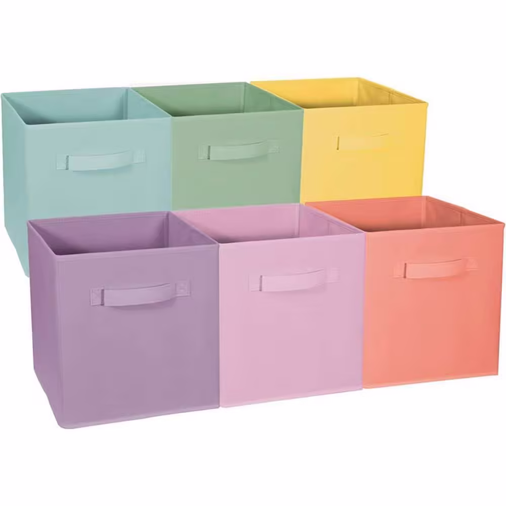 Sorbus Foldable Storage Cube Basket Bin, 6 Pack Pastel Set