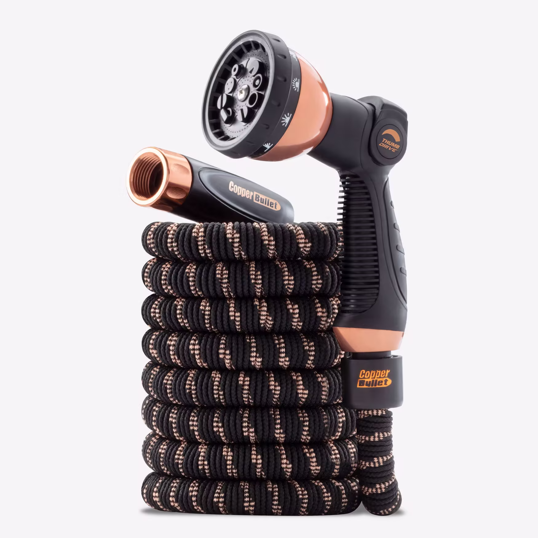 Pocket Hose Copper Bullet with Thumb Spray Nozzle, Size: 50'