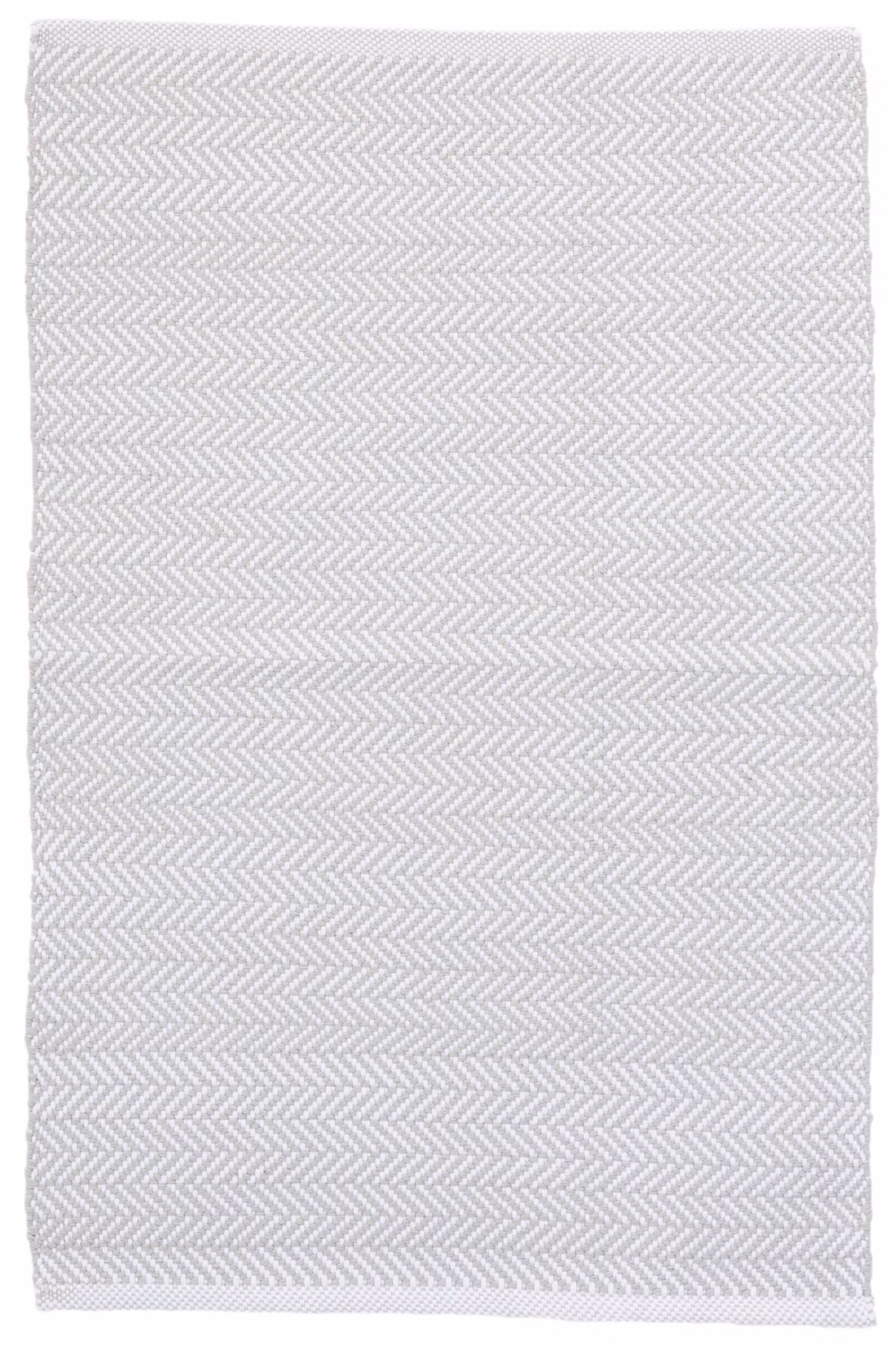 Dash & Albert Herringbone Pearl Grey Indoor/Outdoor Rug 2.5ft x 8ft