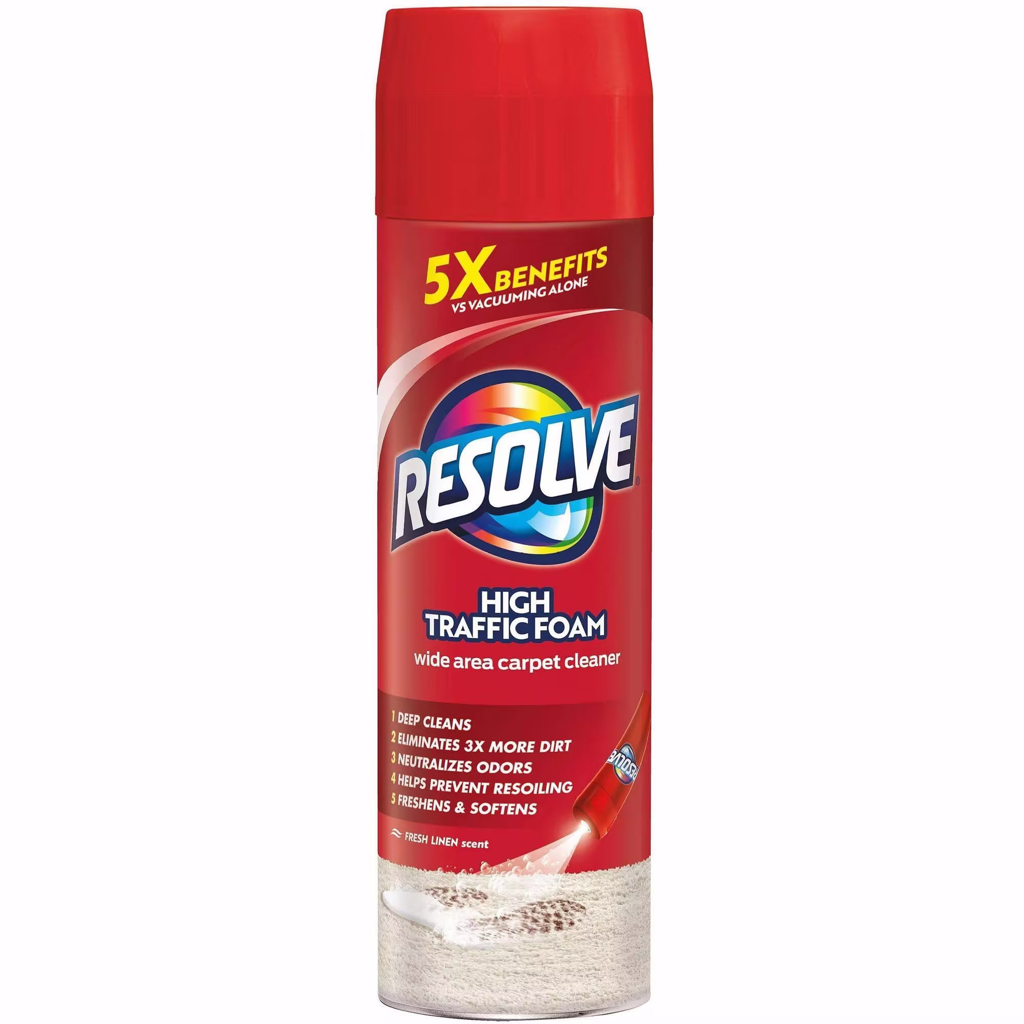 Resolve High Traffic Carpet Cleaner, Foam - 22 oz can
