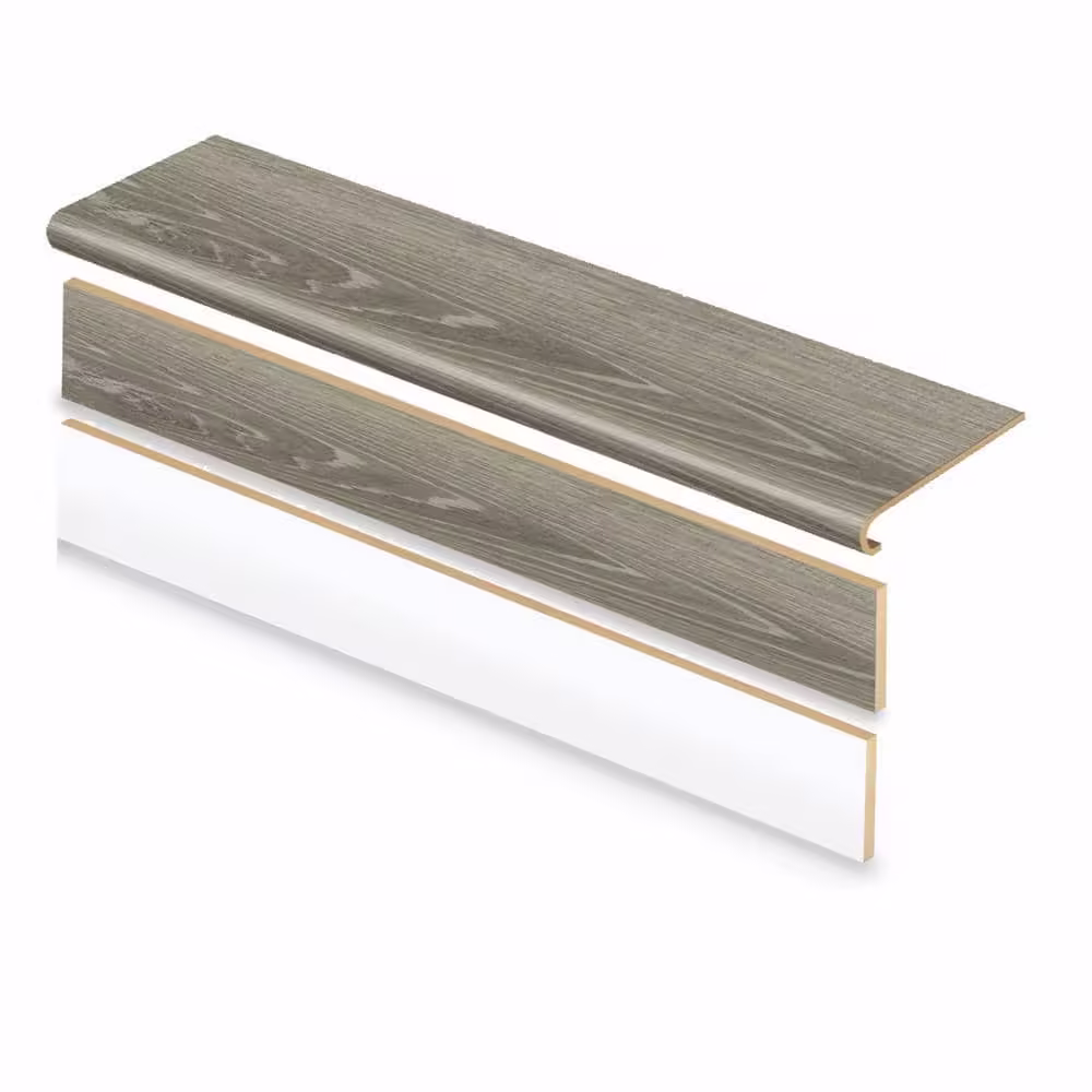 Cap A Tread 47 in. Length Laminate to Cover Stairs Sterling Oak Riser + Tread X2