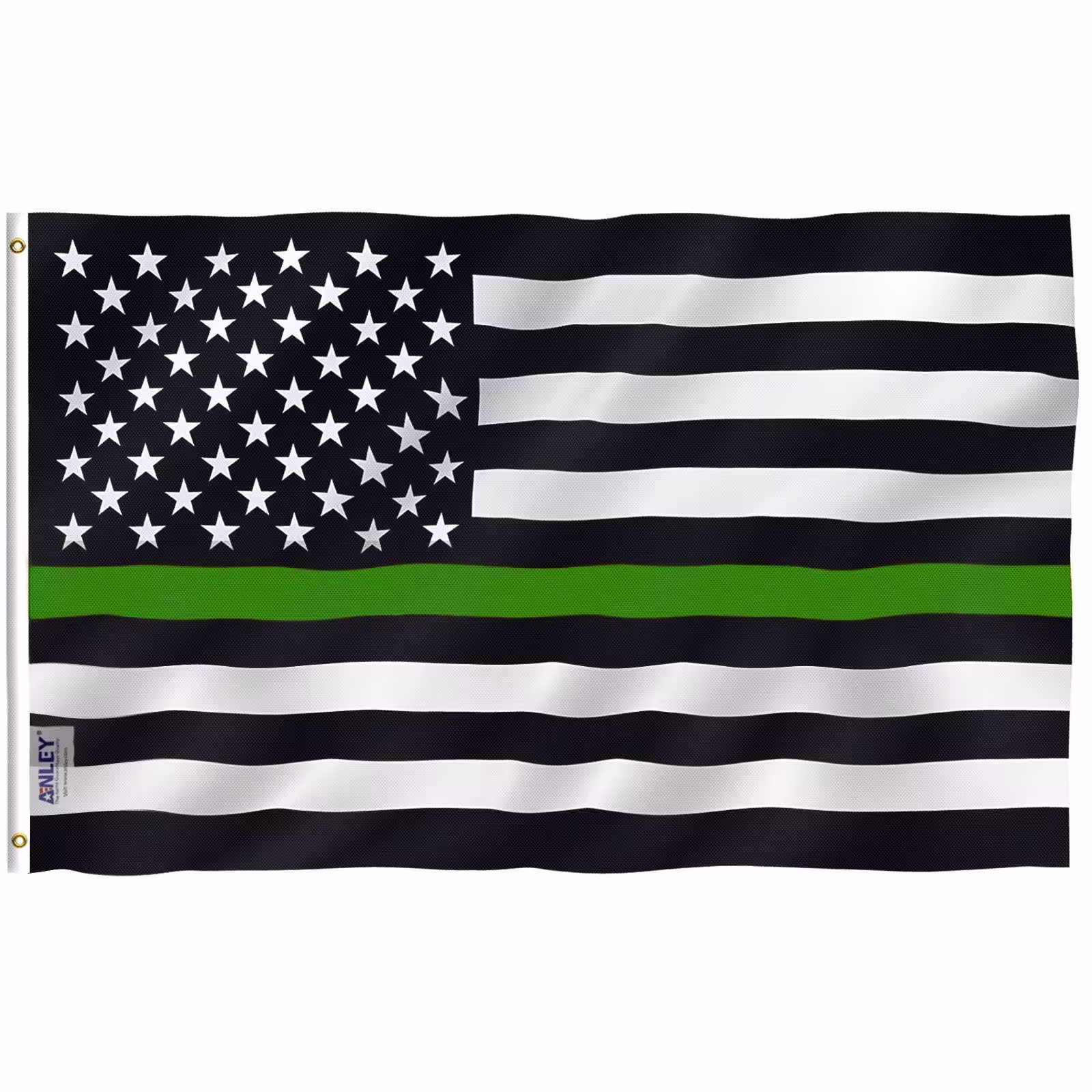 Fly Breeze 3x5 Foot Thin Green Line USA Flag
