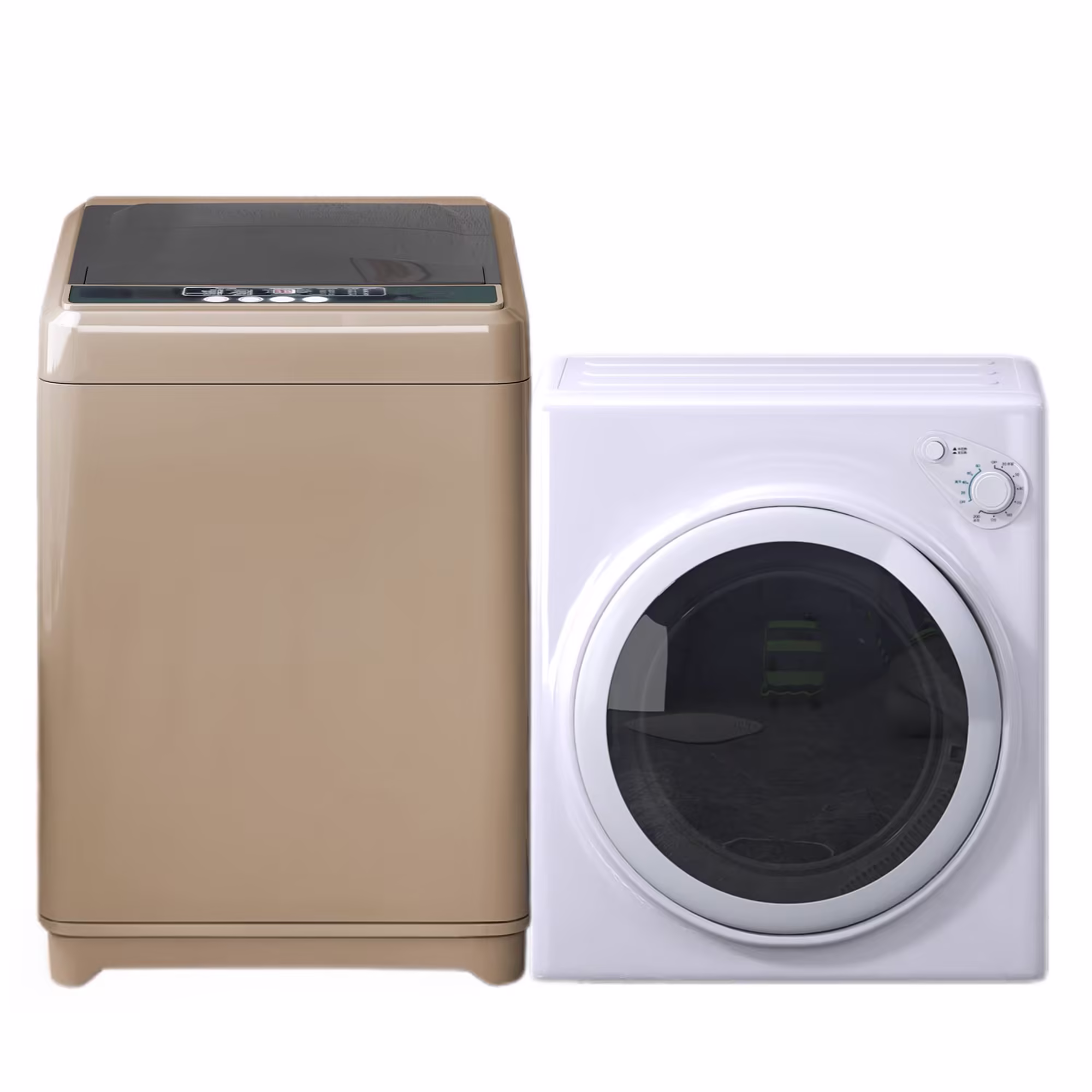 TABU Portable Washer and Dryer Set, 17.6LBS Compact Washing Machine & 13LBS Compact Dryer (Brown&White)
