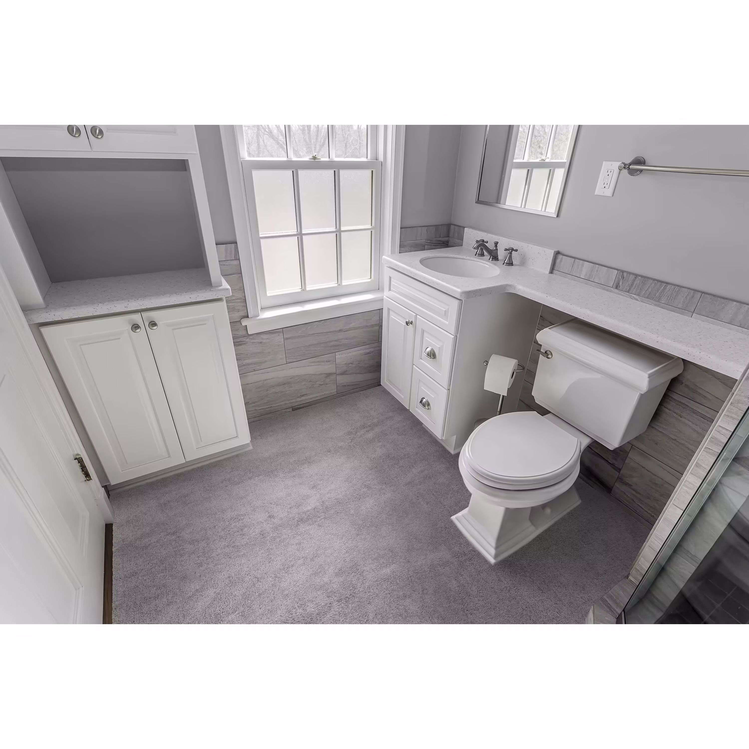 Garland Rug Room Size 5 ft. x 6 ft. Washable Bathroom Carpet Platinum Gray