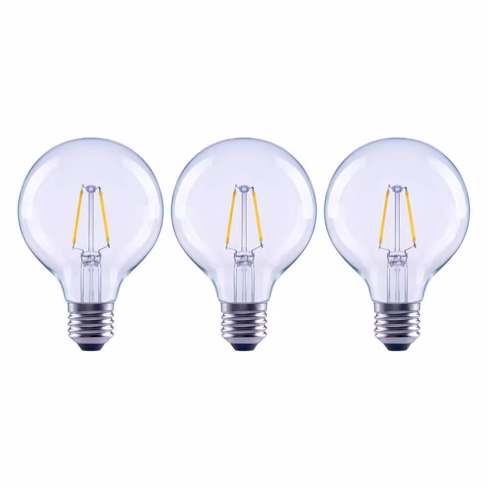 Ecosmart 25-Watt Equivalent G25 Dimmable Globe Clear Glass Filament LED Vintage Edison Light Bulb Daylight (3-pack)