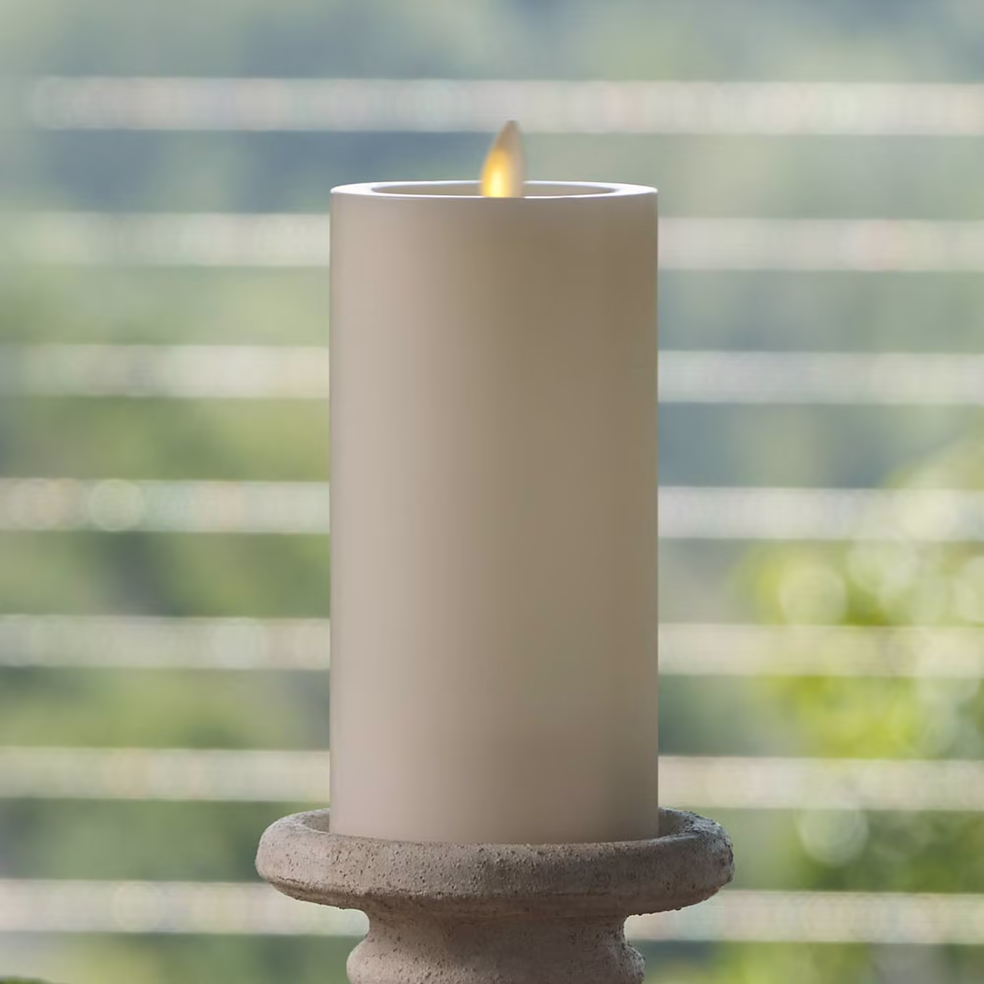 Pearl Ivory Flameless Candle Pillar - Recessed Top 3" x 6.5"