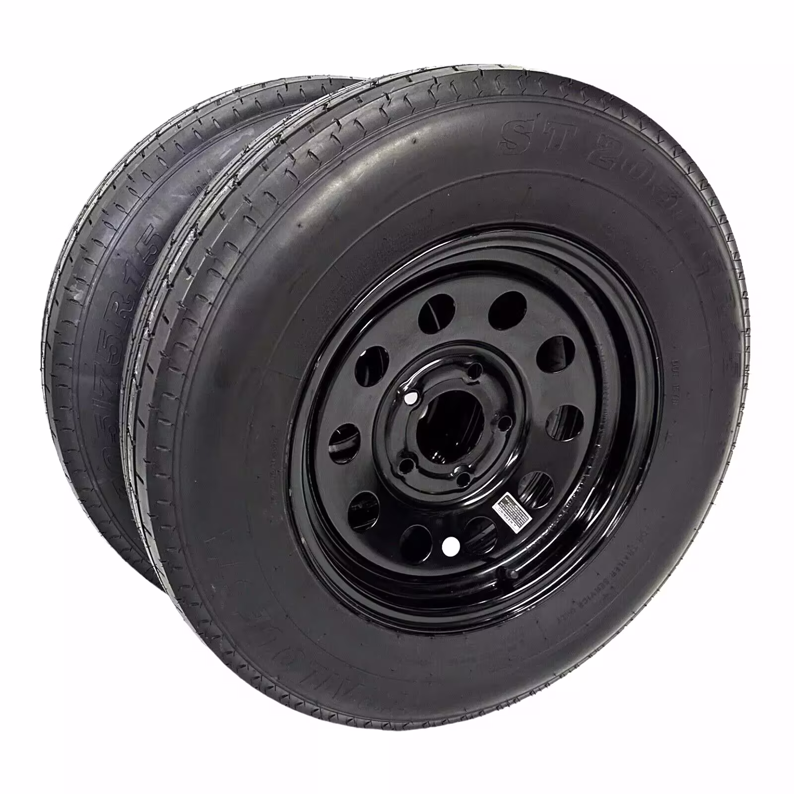 2-Pack Trailer Tire on Rim ST205/75R15 TrailQuest LRC 6 Ply Radial 5 Lug Black Modular Wheel 5X4.5" Bolt Pattern