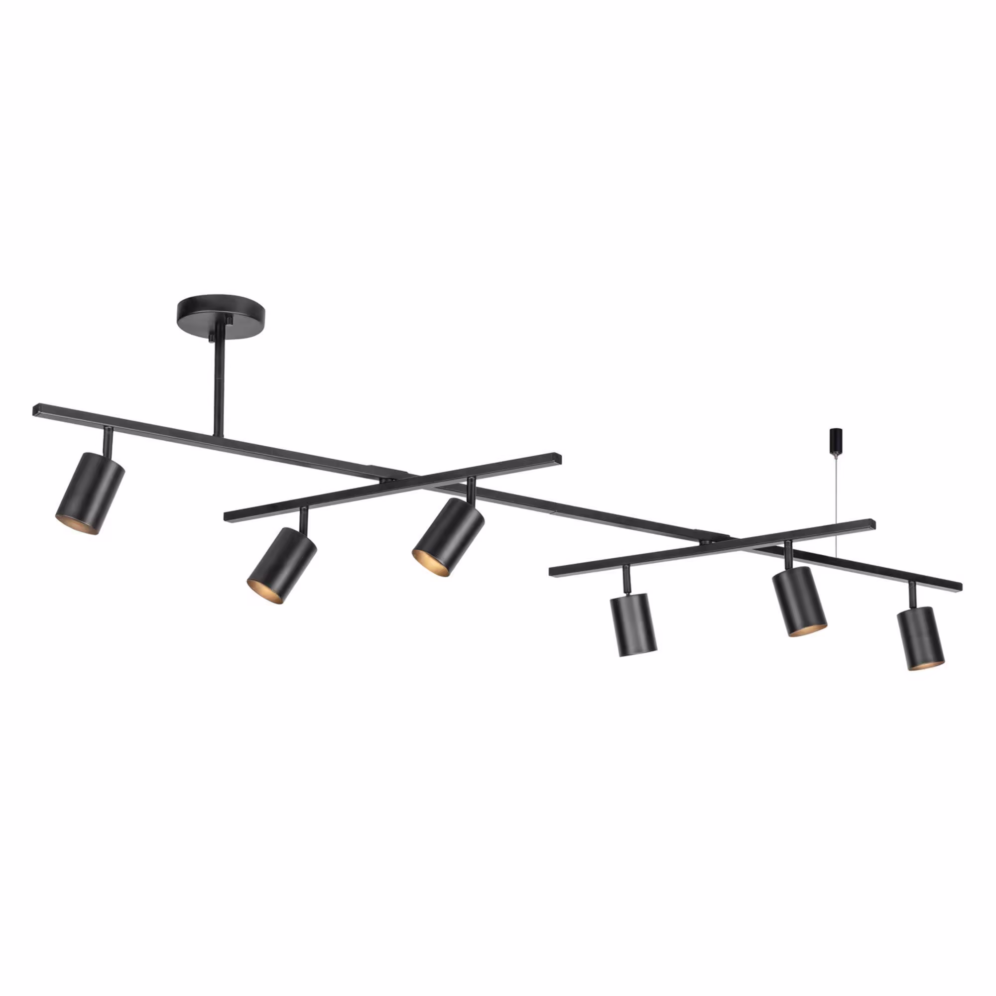 Globe Electric 59829 West 64" 6-Light Track Lighting Matte Black Center Swivel Bars