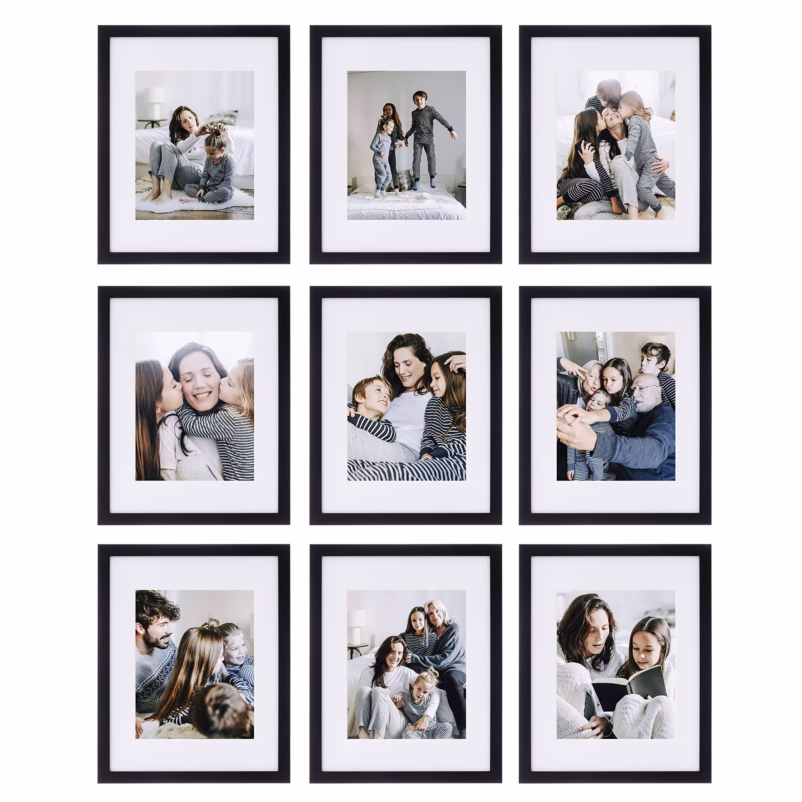 Sheffield Home 9 Piece Gallery Wall Frame Set, 11x14 in. Matted to 8x10 in. (Matte Black)