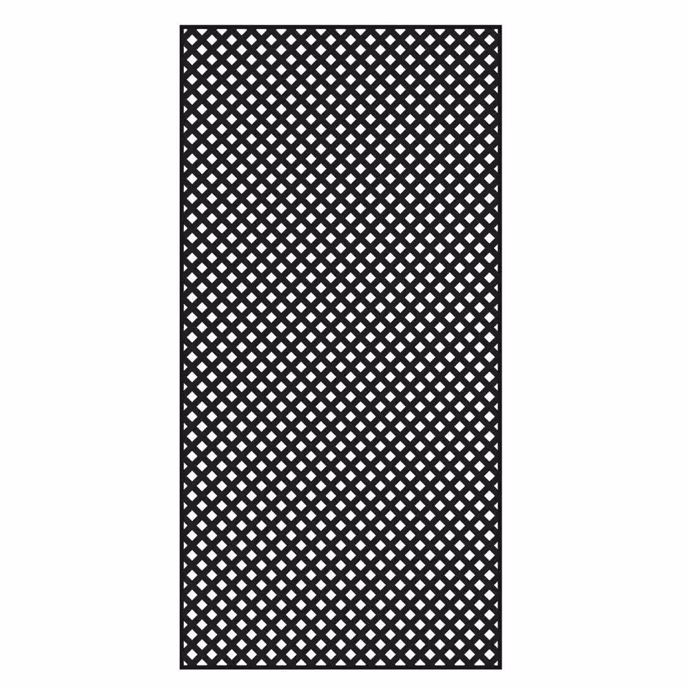 4 ft. x 8 ft. Black Privacy Diamond Vinyl Lattice - Framed(Black)