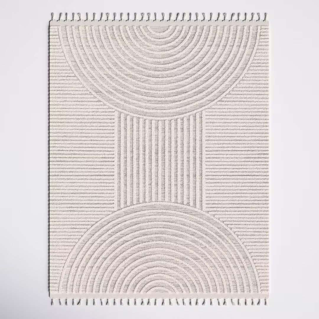Kristo Abstract Machine Woven Cream Area Rug Joss & Main Rug Size: Rectangle 5'3" x 7'