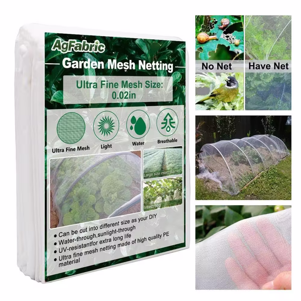 Garden Netting 9.2 ft. x 9.8 ft. Ultra Fine Mesh Mosquito Netting Outdoor Plant Covers, White Bird Netting Barrier