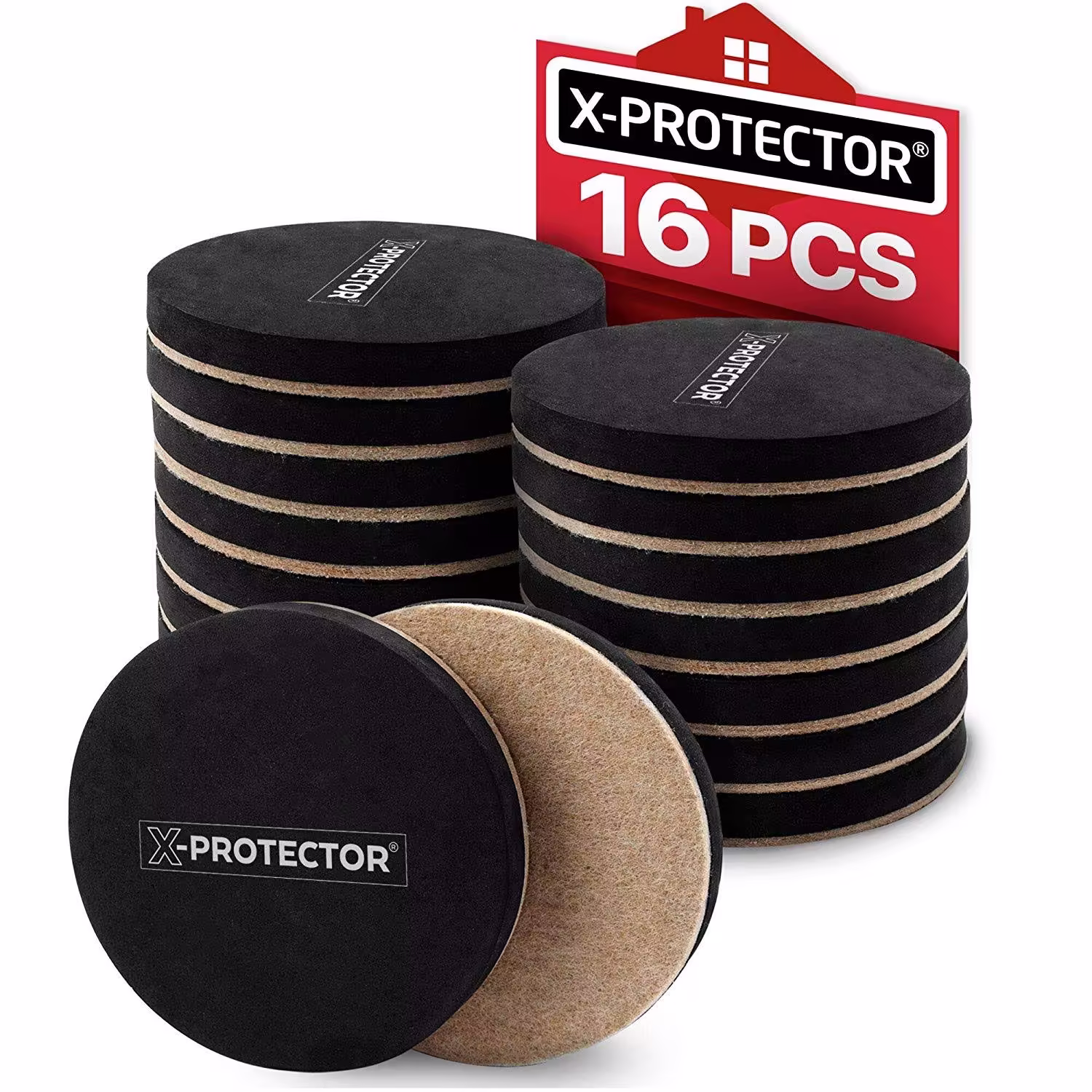 Felt Furniture Sliders Hardwood Floors X-Protector ÿ 16 Pcs 3 1/2" Furniture Sliders ÿ Heavy Duty Felt Sliders Hard Surfaces ÿ Move Your Furniture