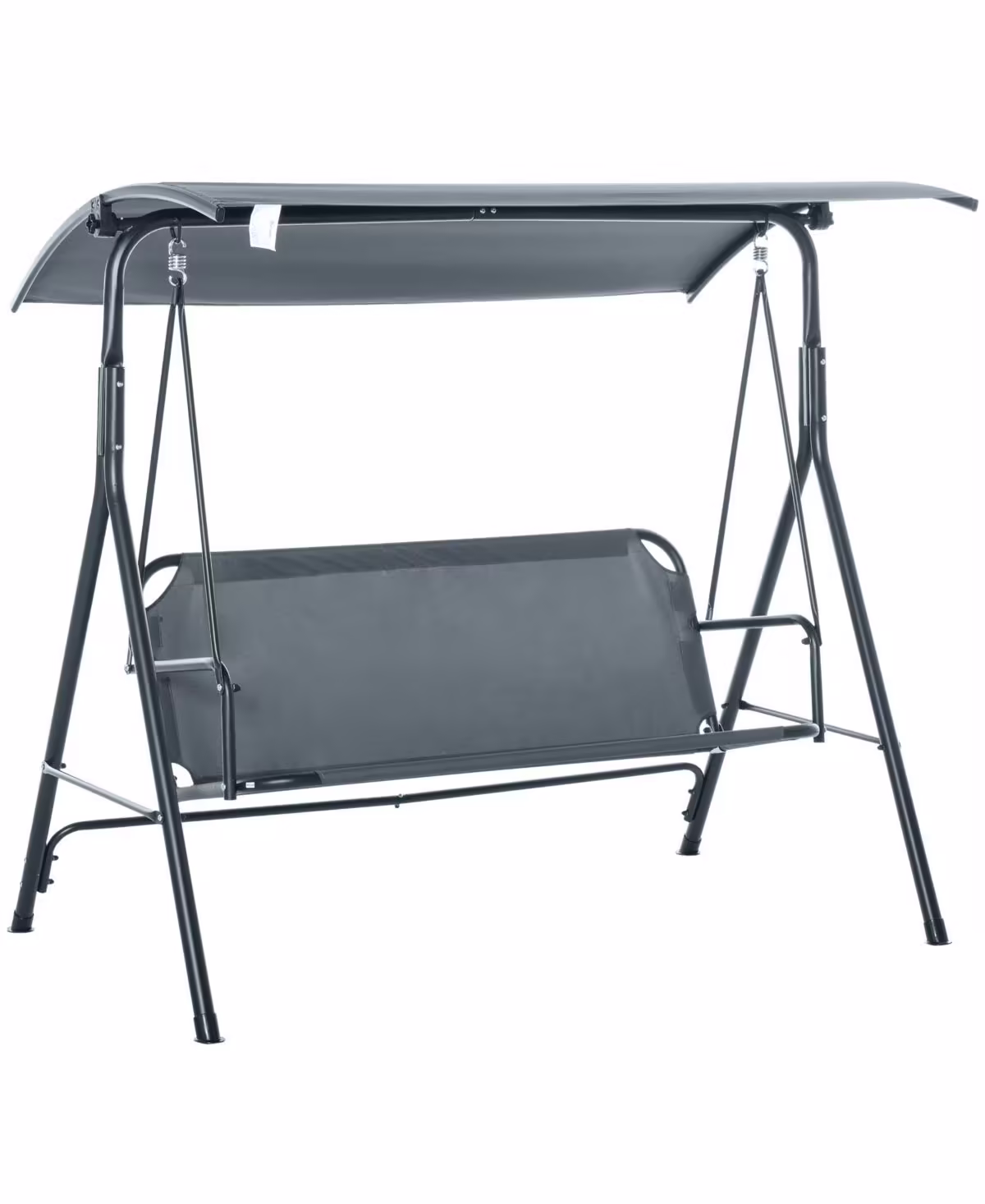 Outsunny 3-Person Grey Metal Patio Swing with Weather-Resistant Canopy
