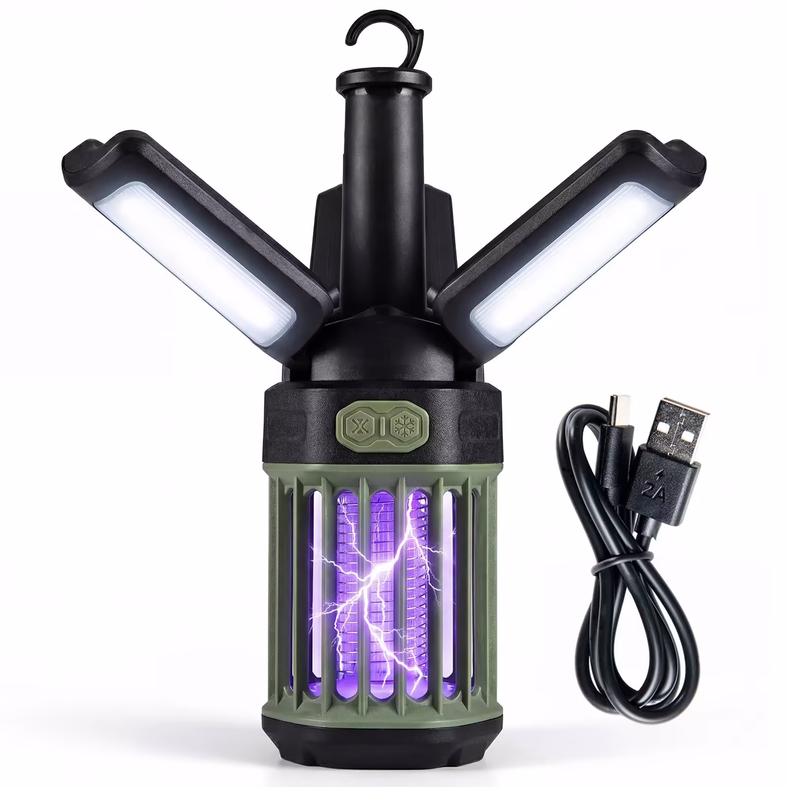 Tangkula 3-Petal Foldable Bug Zapper Adjustable Lighting Modes Type-C Rechargeable