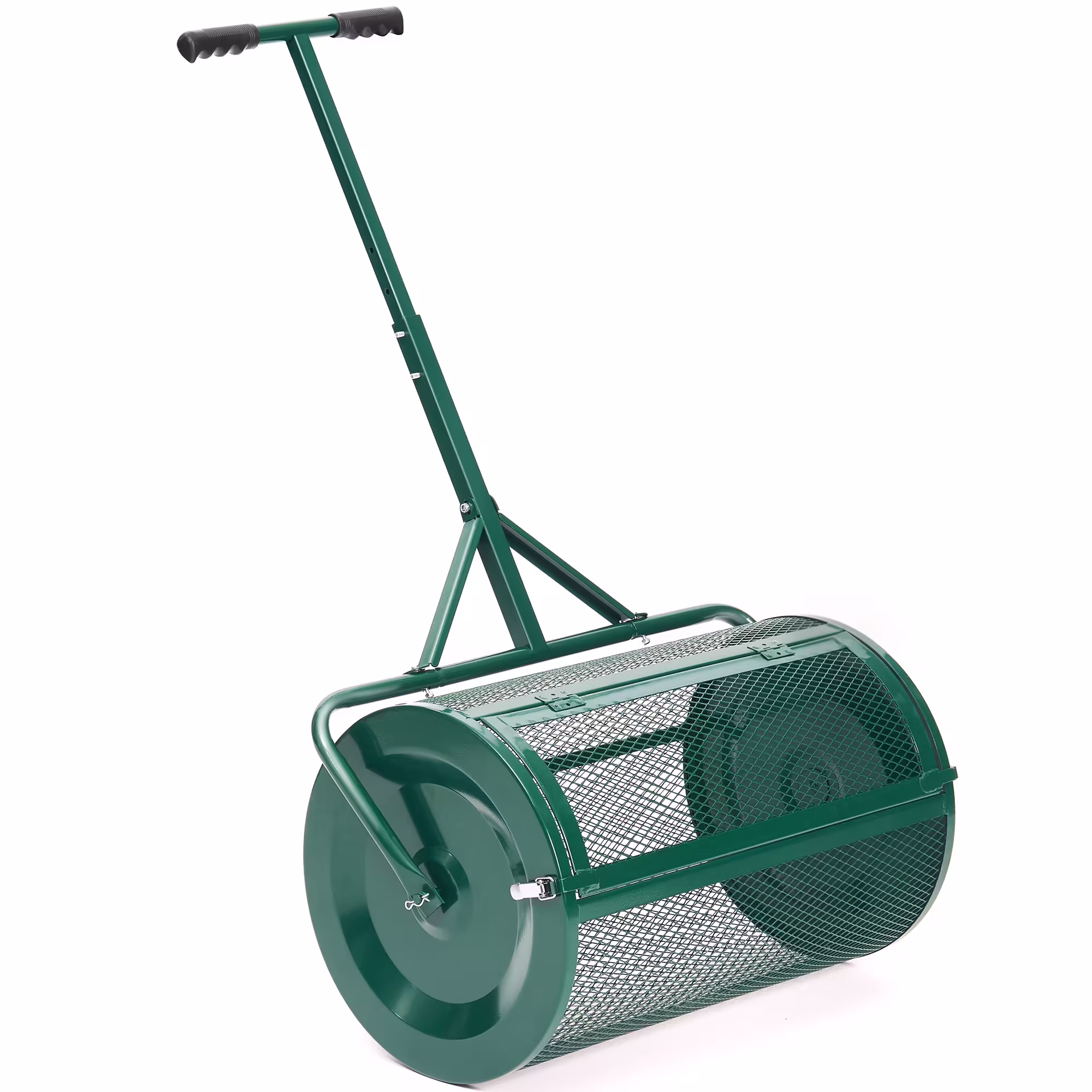 MUCHANT 24" Compost Spreader, Heavy-Duty Metal Mesh Spreader with Adjustable Handle for Lawn, Green