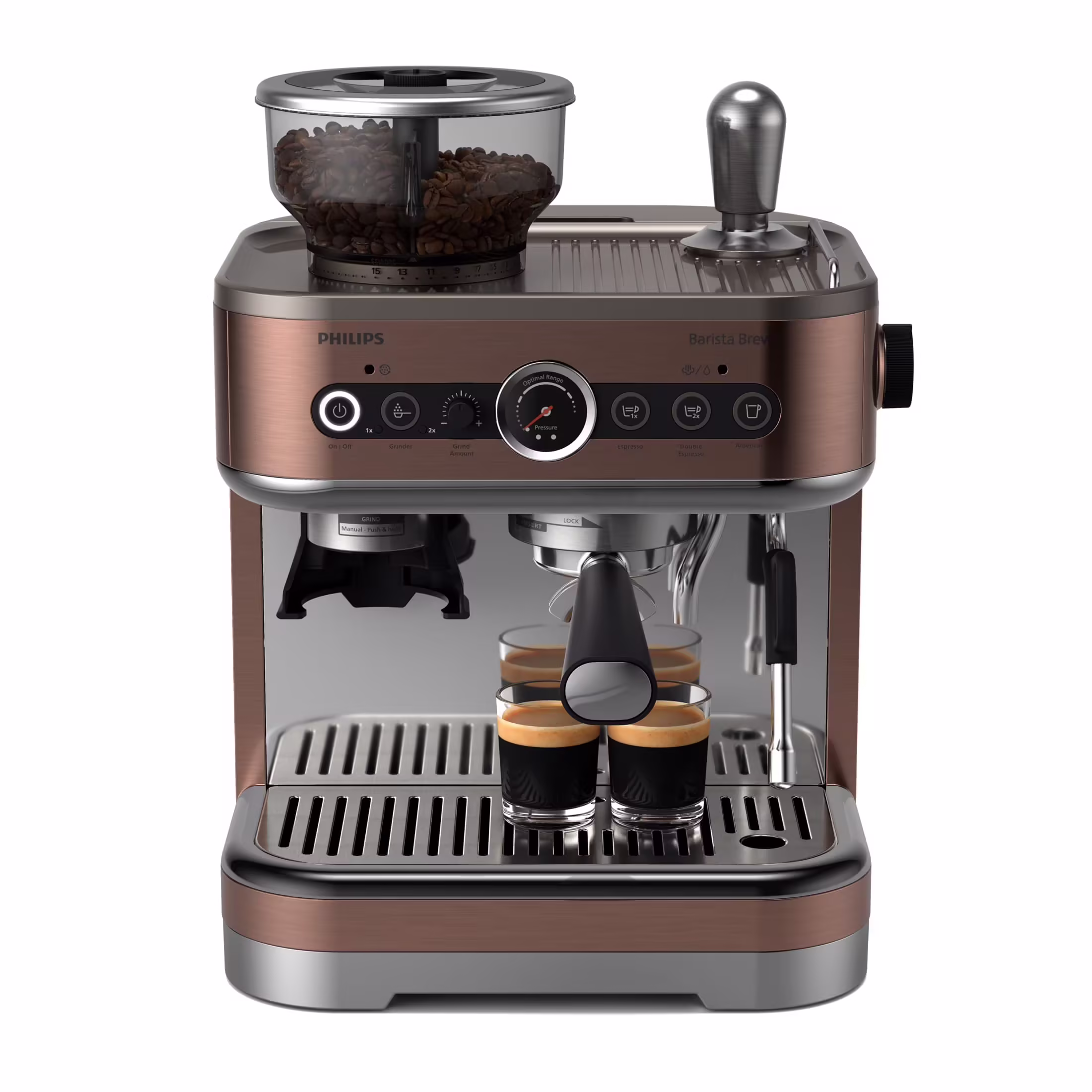 Philips Barista Brew Semi-Automatic Espresso Machine with Milk Frother, Silver Metal