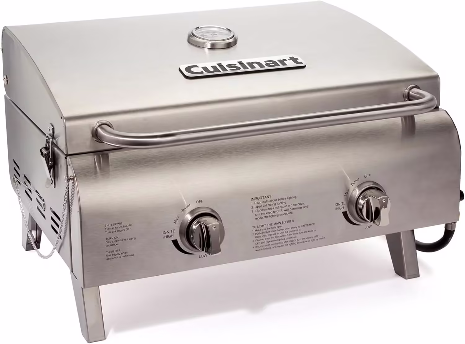 Cuisinart Chef's Style Tabletop Portable Propane Grill 20000 BTU 2-Burner Outdoor Gas Grill