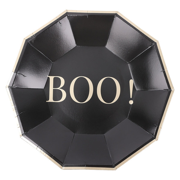 The Halloween Collection BOO! Black Paper Plates
