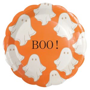 The Halloween Collection BOO! Ghost Orange Paper Plates