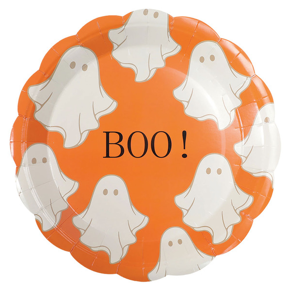 The Halloween Collection BOO! Ghost Orange Paper Plates