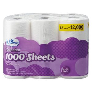 Willow Essential 1000 Sheets Bath Tissue – 12000 ct
