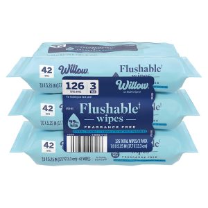 Willow Fragrance Free Flushable Wipes