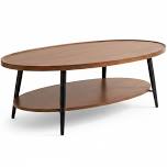 47 Inch Espresso Oval Double Layer Coffee Table