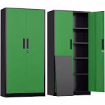 SOLAURA 71" Metal Garage Storage Cabinet with Locking Doors and Adjustable Shelves for Home, Office(Black), Black Green