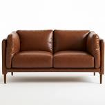 59 Inch Brown PU Leather Loveseat Sofa Wide Seat