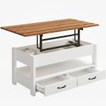 Honey Brown Lift Top Coffee Table With Drawers