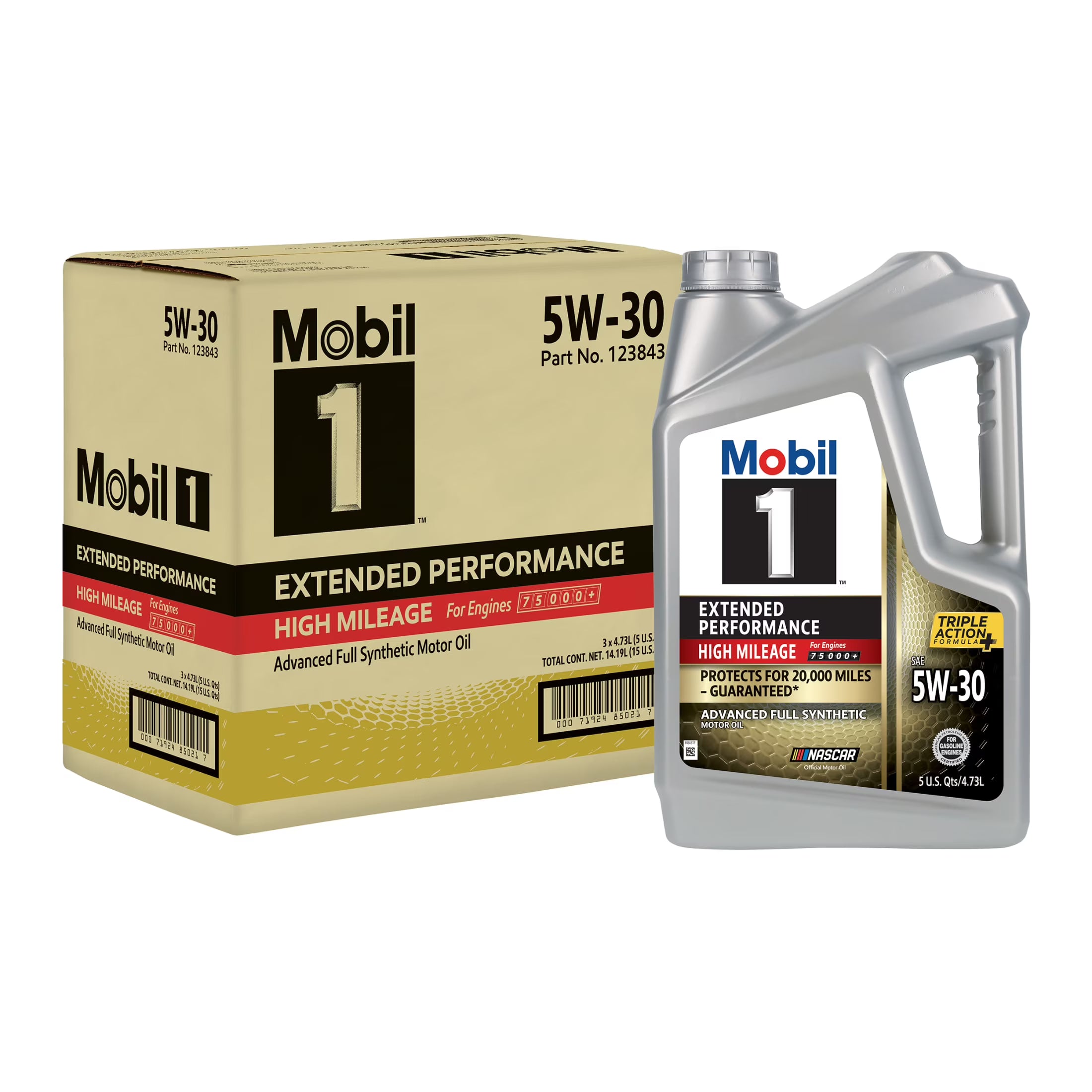 2026 New Mobil 1 Extended Performance High Mileage Full Synthetic Motor Oil 5W-30, 5 Quart (3 Pack)